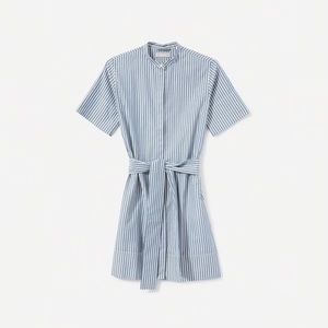 EVERLANE - The Cotton Collarless Belted Shirtdress